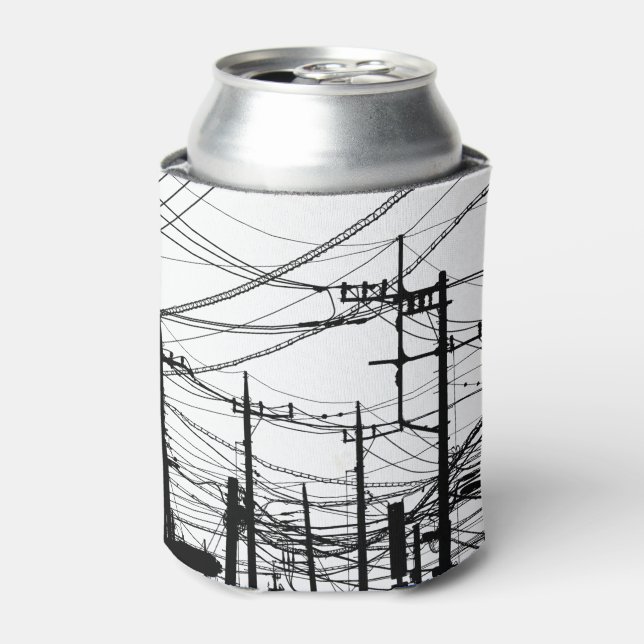 Enfriador De Latas Teléfono antiguo y líneas de alimentación (Lata Anverso)