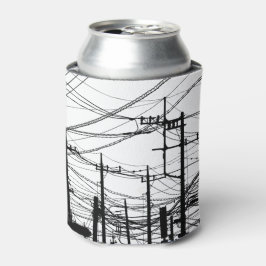 Enfriador De Latas Teléfono antiguo y líneas eléctricas
