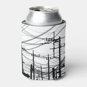 Enfriador De Latas Teléfono antiguo y líneas eléctricas