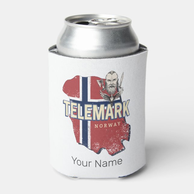 Enfriador De Latas Telemark Provincia de Noruega Mapa de recuerdo de  (Lata Anverso)