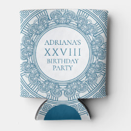 Enfriador De Latas Tema del fiesta toga griego con patrón azul