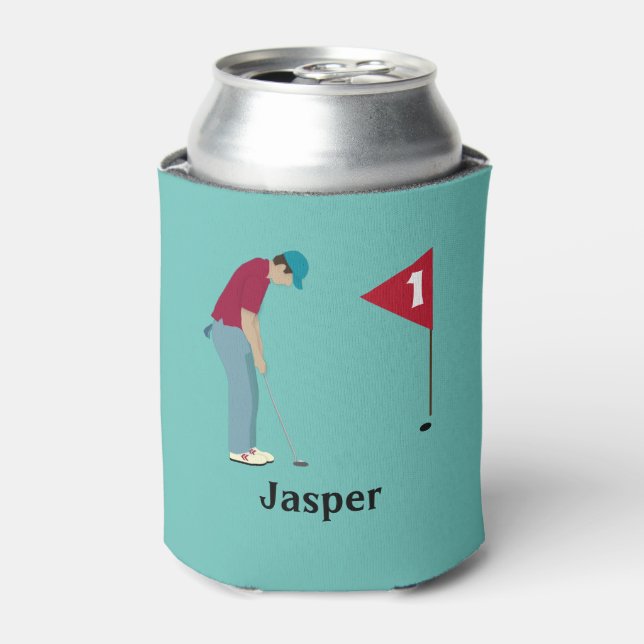 Enfriador De Latas Tema del golf azul claro (Lata Anverso)
