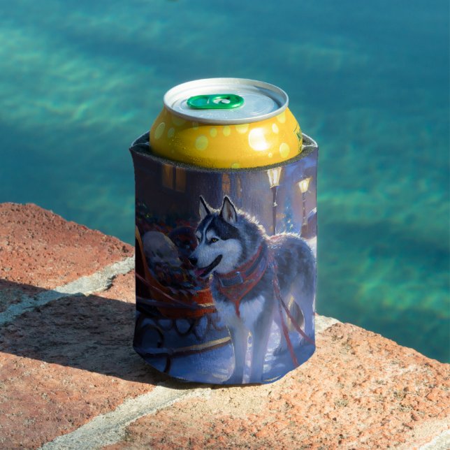 Enfriador De Latas Temporada festiva de los Navidades Husky siberiano (Piscina in situ)
