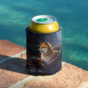 Enfriador De Latas Temporada Festiva de Navidad Shiba Inu