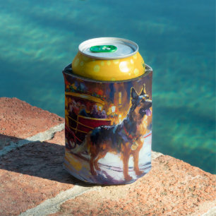 Enfriador De Latas Temporada festiva de Navidades de pastores alemane