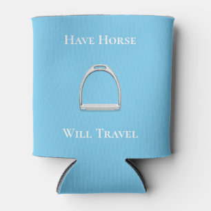 Enfriador De Latas "Ten Horse Will Travel" Azul Ecuestre
