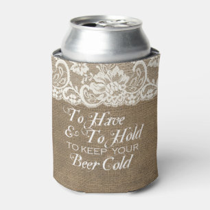 Enfriador De Latas Tener y mantener el Boda de Burlap Mongram