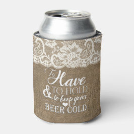 Enfriador De Latas Tener y mantener el Boda de Burlap Mongram