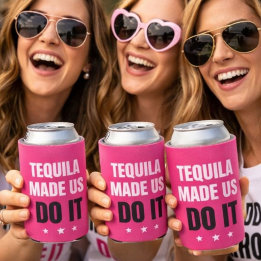 Enfriador De Latas Tequila Made Us Do It | Bride Squad Drinking
