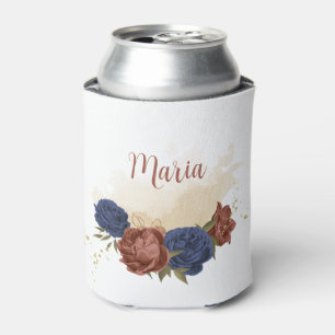 Enfriador De Latas terracota azul marino floral verde