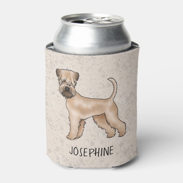 Enfriador De Latas Terrier de trigo de capa suave de pie sobre beige (Lata Anverso)