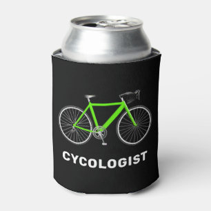 Enfriador De Latas Texto del cicólogo y bicicleta verde