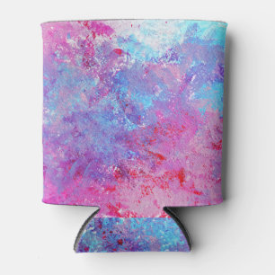Enfriador De Latas Textura creativa rosa-azul, manchas de pintura.