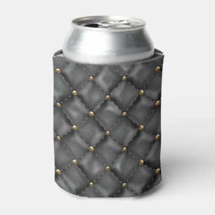 Enfriador De Latas Textura de cuero brillante con perlas de oro