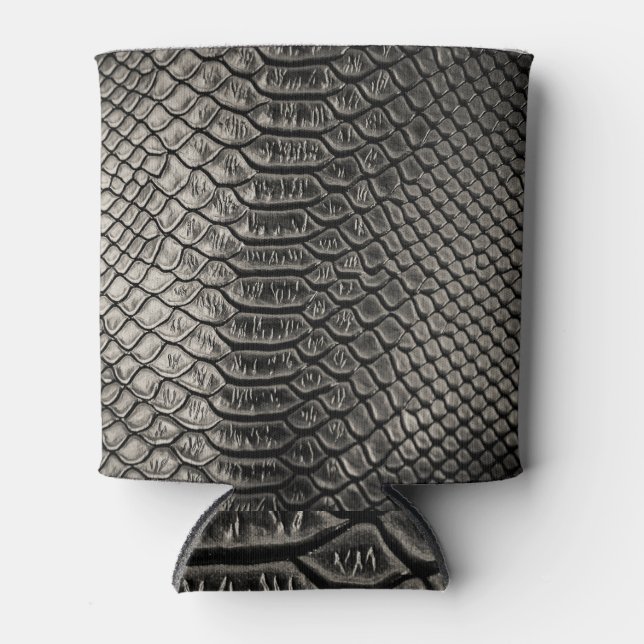 Enfriador De Latas Textura de cuero negro, uso de fondo. (Anverso)