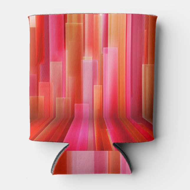 Enfriador De Latas Textura de diseño interior de rayas rojas. (Anverso)