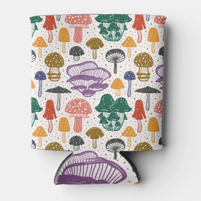 Enfriador De Latas Textura de la tinta de las setas del bosque (Anverso)