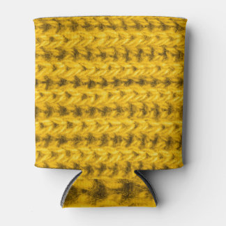 Enfriador De Latas Textura de lana de punto amarillo vibrante