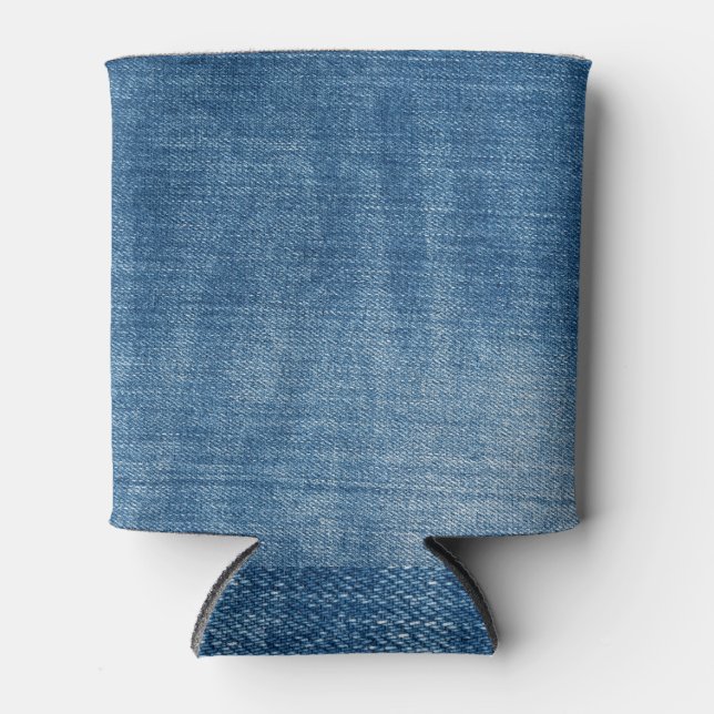 Enfriador De Latas Textura de los vaqueros de denim azul de cierre (Anverso)