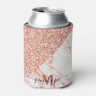 Enfriador De Latas Textura de mármol y Purpurina Rosa