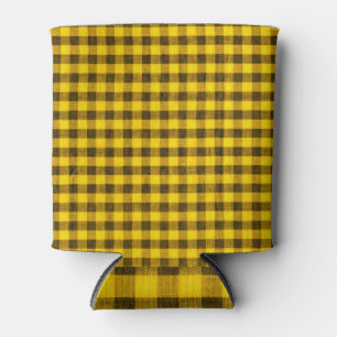 Enfriador De Latas Textura de tela de Gingham amarillo