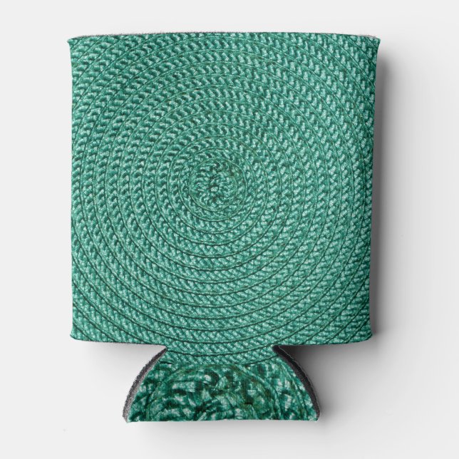 Enfriador De Latas Textura de tela verde trenzada artificial. (Anverso)
