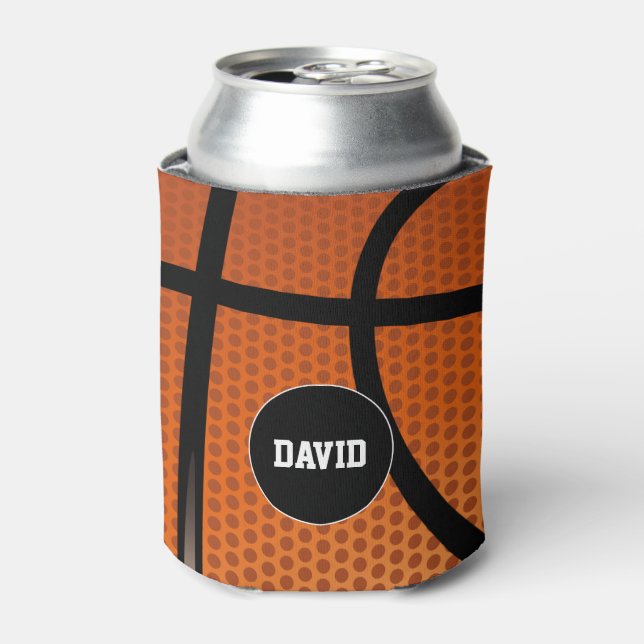 Enfriador De Latas Textura personalizada de básquetbol | Regalo depor (Lata Anverso)