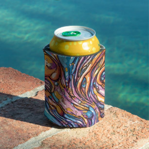 Enfriador De Latas Textura plástica de fusión de anime, colores vibra