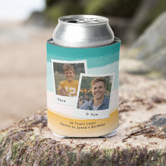 Enfriador De Latas Then & Now Photo Birthday Can Cooler