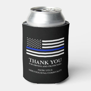 Enfriador De Latas Thin Blue Line Personalizado Patriotic Gracias
