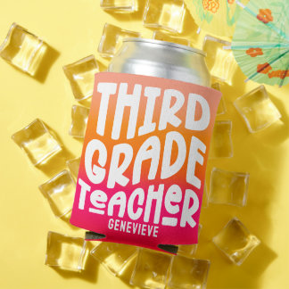Enfriador De Latas Third Grade Teacher Orange Red Ombre