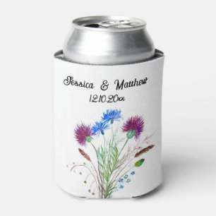 Enfriador De Latas Thistle Purple floral Scotland Watercolor Bodas