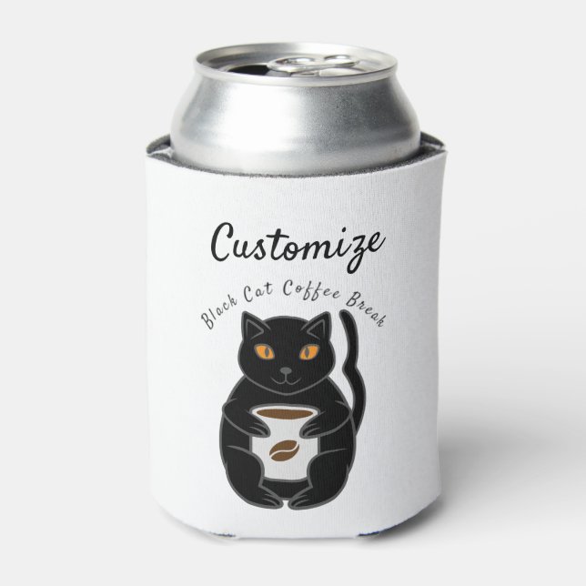 Enfriador De Latas Thunder_Cove de rotura de café para gato negro (Lata Anverso)