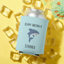 Enfriador De Latas Tiburón azul chiflado personalizado