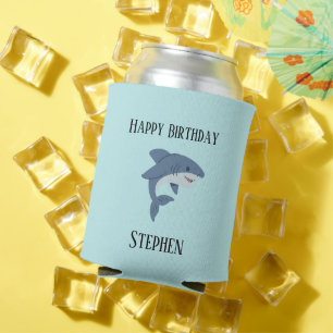 Enfriador De Latas Tiburón azul chiflado personalizado