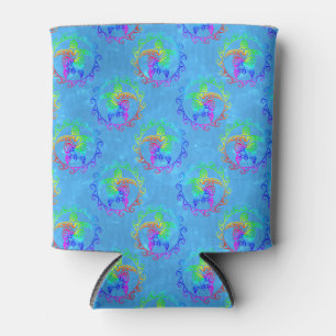 Enfriador De Latas Tie Dye Tribal Turba Moari Luz solar Azul