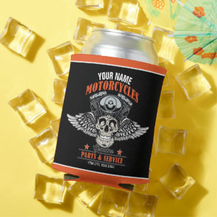 Enfriador De Latas Tienda de motocicletas con cráneo y motocicleta pe