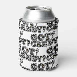 Enfriador De Latas ¿Tienes dulces? Chupetón de calaveras negras y bla