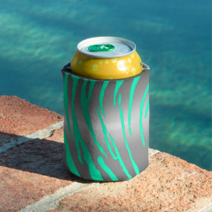 Enfriador De Latas Tigre de plata tira rayas Aqua