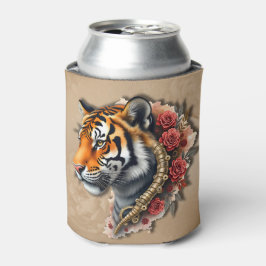Enfriador De Latas Tigre de vapor con Ilustracion de Rosas.