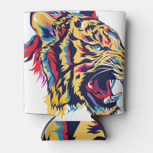 Enfriador De Latas Tigre ruidoso: colorido ilustracion de cabeza.