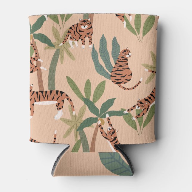 Enfriador De Latas Tigres de verano palmeras exóticas (Anverso)