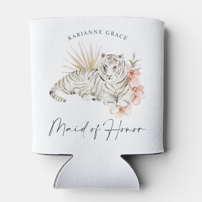 Enfriador De Latas Tigres tropicales de Boho Bachelorette doncella de (Reverso)