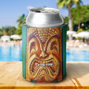 Enfriador De Latas Tiki Time Fun Fierce Guay Vintage Retro Tropical