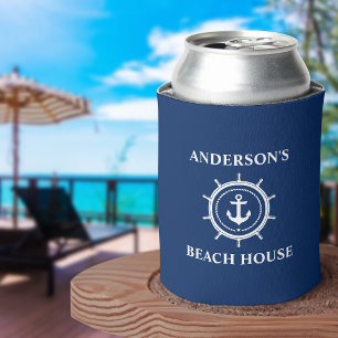 Enfriador De Latas Timón de cuerda de ancla náutica azul marino casa