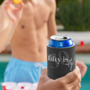 Enfriador De Latas Tipografía audaz con caligrafía 50 cumpleaños