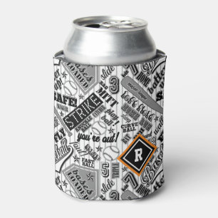 Enfriador De Latas Tipografía de béisbol Black White Stripes ID770