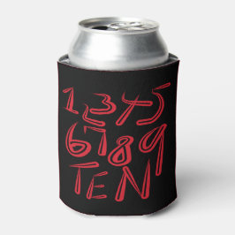 Enfriador De Latas Tipografía del 1 al 10 en patrón negro rojo