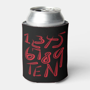 Enfriador De Latas Tipografía del 1 al 10 en patrón negro rojo