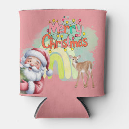 Enfriador De Latas Tipografía Feliz Navidad y Luces y Ciervos